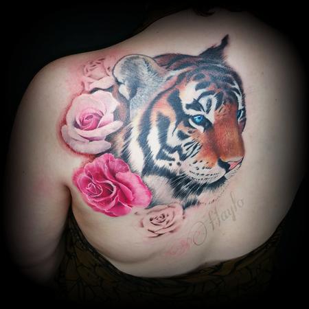 Tattoos - In Progress: Realistic Orange Tiger and rose should blade piece  - 115139